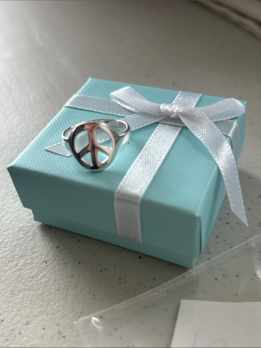 Sterling Silver Peace Sign Ring - Silver